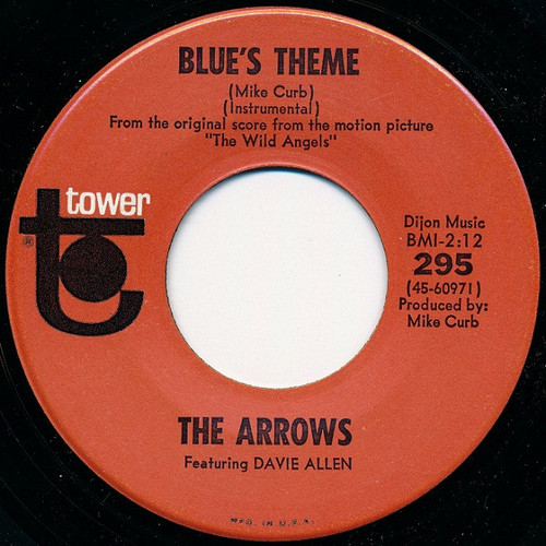 The Arrows Featuring Davie Allen* - Blue's Theme (7", Single, Scr)