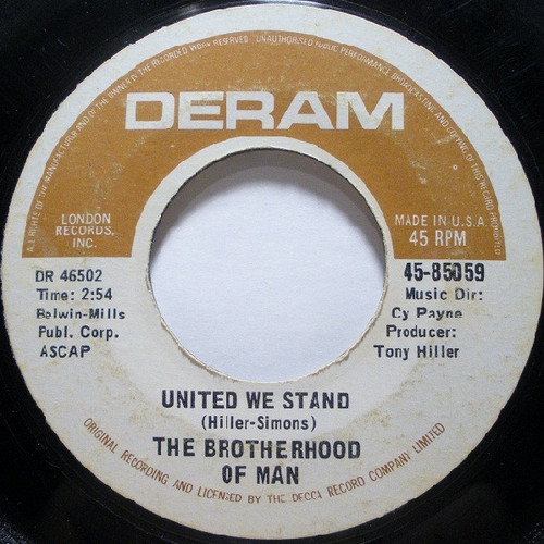 Brotherhood Of Man - United We Stand - Deram - 45-85059 - 7", Single 922449885