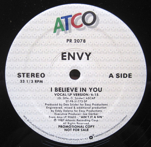 Envy (3) - I Believe In You (12", Promo)
