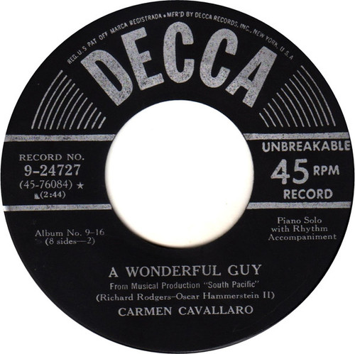 Carmen Cavallaro - A Wonderful Guy (7", Single)