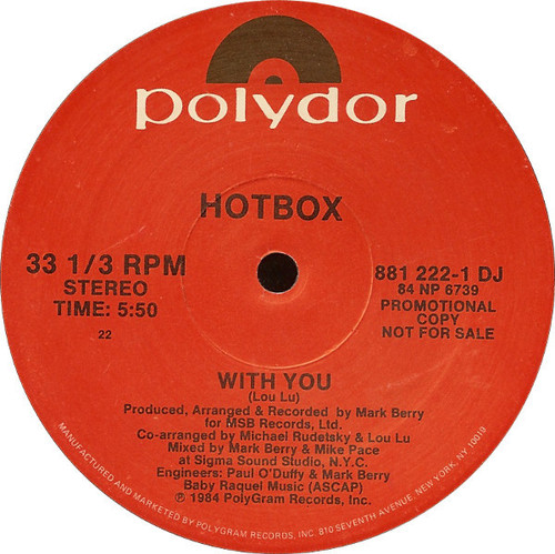 Hotbox* - With You (12", Promo)