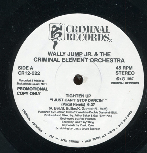 Wally Jump Jr & The Criminal Element - Tighten Up (I Just Can't Stop Dancin') (12", Promo)