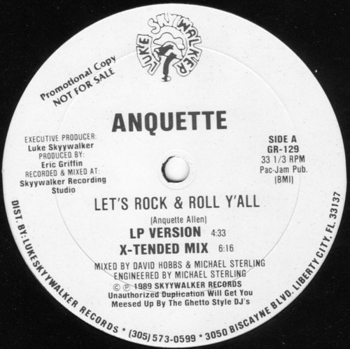 Anquette - Let's Rock & Roll Y'all (12", Promo)