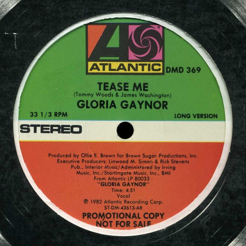 Gloria Gaynor - Tease Me (12", Promo)