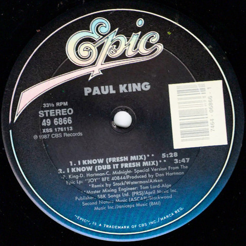 Paul King (2) - I Know - Epic - 49 6866 - 12" 942493346