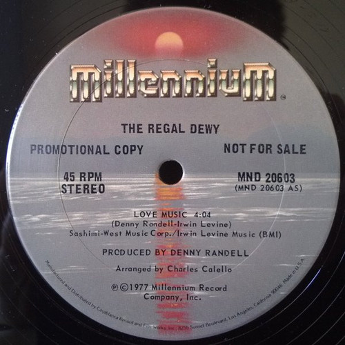 The Regal Dewy - Love Music (12", S/Sided, Single, Promo)