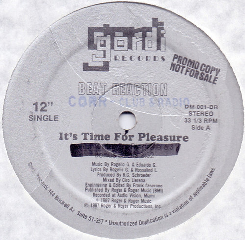 Beat Reaction - It's Time For Pleasure (12", Single, Promo)