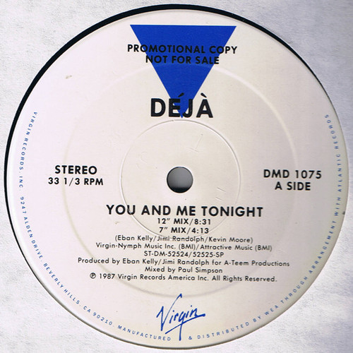 Déjà - You And Me Tonight (12", Promo)