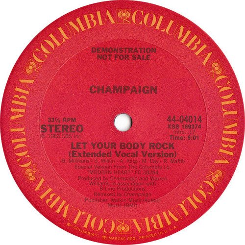 Champaign - Let Your Body Rock (12", Promo)