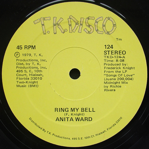 Anita Ward - Ring My Bell - T.K. Disco - 124 - 12" 945022855
