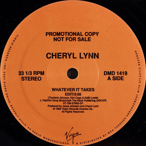 Cheryl Lynn - Whatever It Takes (12", Single, Promo)