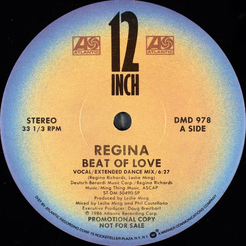 Regina (2) - Beat Of Love - Atlantic - DMD 978 - 12", Single, Promo 945794197