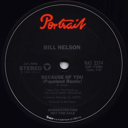 Bill Nelson - Because Of You (12", Promo)