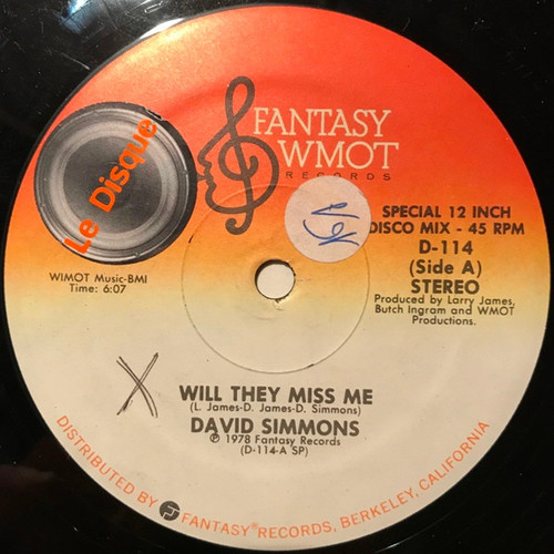 David Simmons (2) - Will They Miss Me / Hard And Heavy (12")