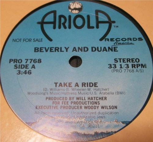 Beverly And Duane - Take A Ride (12", Promo)