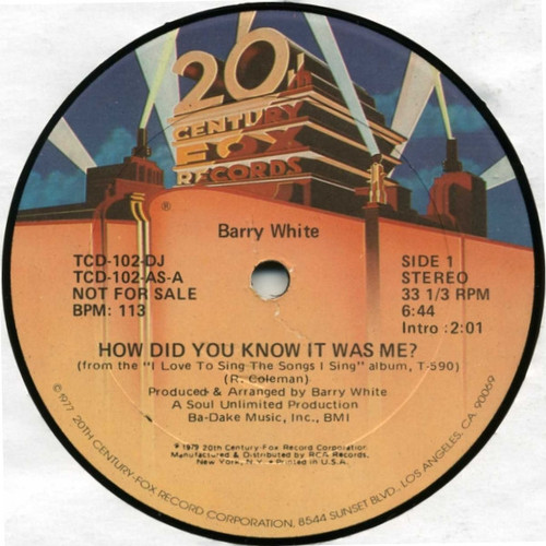 Barry White - How Did You Know It Was Me? (12", Mono, Promo)