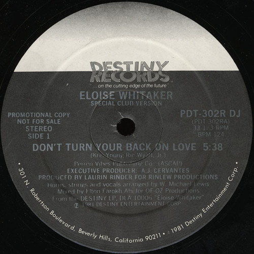 Eloise Whitaker - Don't Turn Your Back On Love (12", Promo)