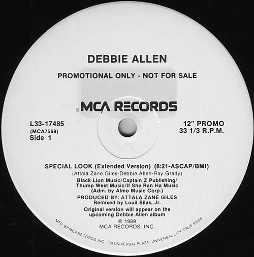 Debbie Allen - Special Look (12", Single, Promo, Pin)