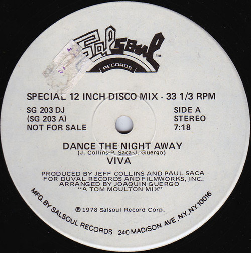 Viva (2) - Dance The Night Away - Salsoul Records - SG 203 DJ - 12", Promo 949378319