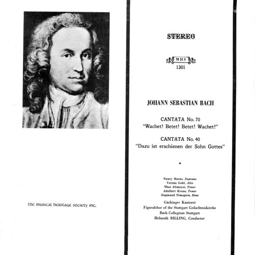 Johann Sebastian Bach, G√§chinger Kantorei Stuttgart, Helmuth Rilling, Bachcollegium Stuttgart - Die Bach Kantate: BWV 70 - BWV 40 - Musical Heritage Society - MHS 1301 - LP 955861807