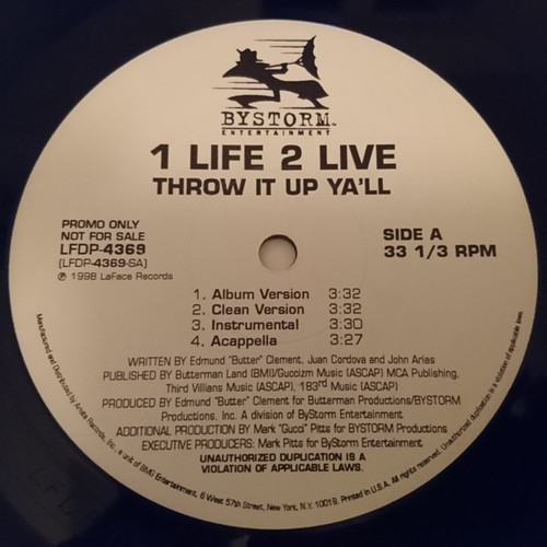 1 Life 2 Live - Throw It Up Ya'll / Show Love (12", Promo)