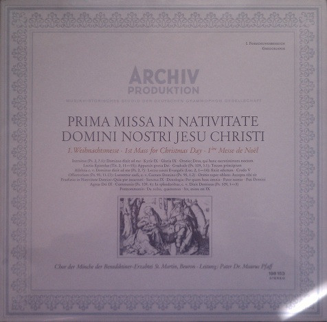 Pater Dr. Maurus Pfaff* Conducting The Chor Der Mönche Der Benediktiner-Erzabtei St. Martin, Beuron - Prima Missa In Nativitate Domini Nostri Jesu Christi (LP, RE)