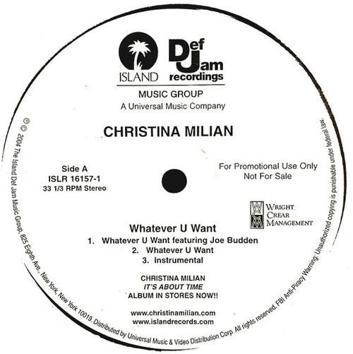 Christina Milian - Whatever U Want (12", Promo)