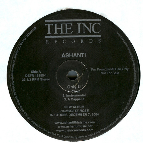 Ashanti - Only U / Turn It Up (12", Single, Promo)