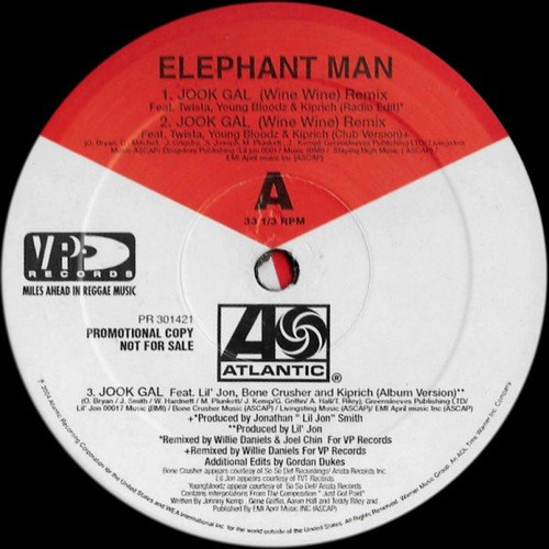 Elephant Man - Jook Gal (Remixes) - Atlantic - PR 301421 - 12", Promo 983695220