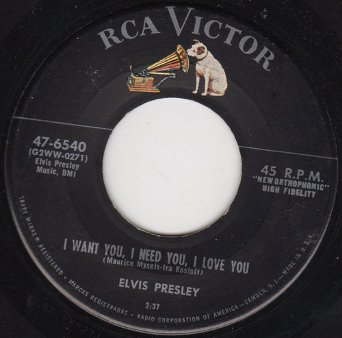 Elvis Presley - I Want You, I Need You, I Love You / My Baby Left Me (7", Single, Roc)