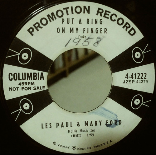 Les Paul & Mary Ford - Put A Ring On My Finger (7", Single, Mono, Promo)