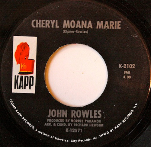 John Rowles - Cheryl Moana Marie (7", Single)