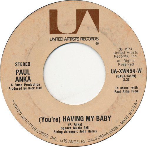 Paul Anka - (You're) Having My Baby / Papa - United Artists Records - UA-XW454-W - 7", Single, Styrene, Pit 1000907700