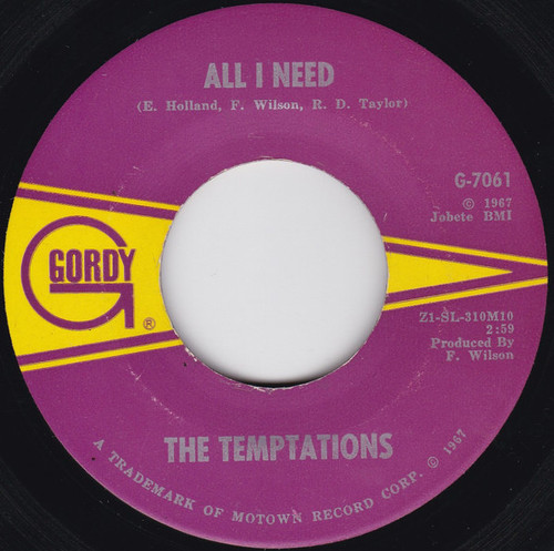 The Temptations - All I Need  - Gordy - G-7061 - 7", Single, ARP 1001172967