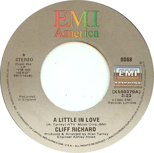 Cliff Richard - A Little In Love - EMI America - 8068 - 7", Single, Win 1001334924