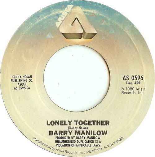 Barry Manilow - Lonely Together - Arista - AS 0596 - 7" 1004787683