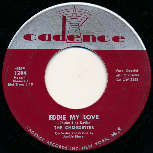 The Chordettes - Eddie My Love - Cadence (2) - 1284 - 7", Single, Ind 1004790900