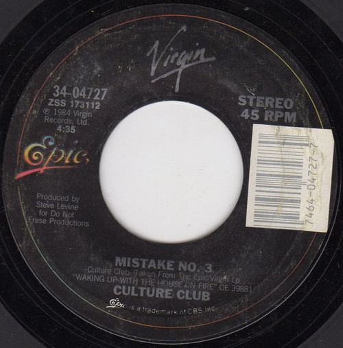 Culture Club - Mistake No. 3 - Epic - 34-04727 - 7", Single, Styrene, Car 1012093102