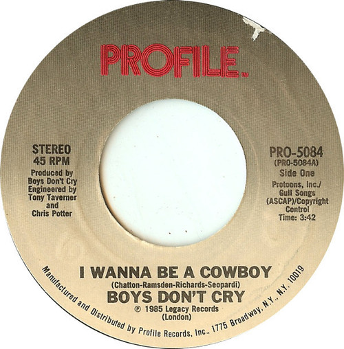 Boys Don't Cry - I Wanna Be A Cowboy (7", Single, Styrene, Pit)