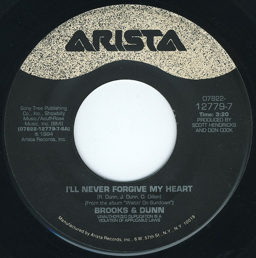 Brooks & Dunn - I'll Never Forgive My Heart / A Few Good Rides Away (7", Single)