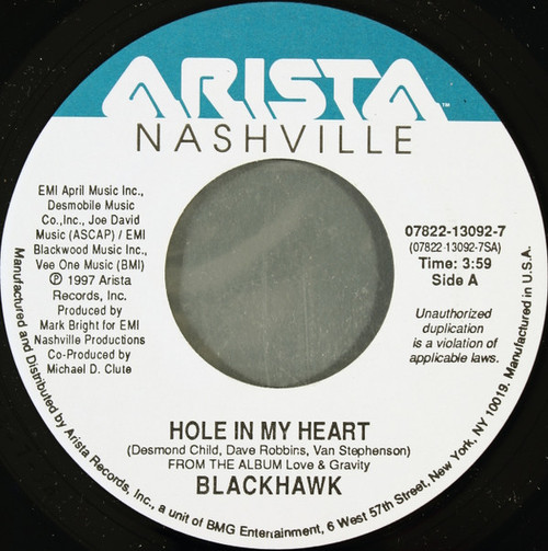 Blackhawk - Hole In My Heart (7", Single)
