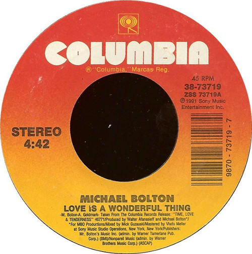 Michael Bolton - Love Is A Wonderful Thing (7", Single, Car)