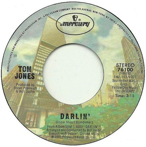 Tom Jones - Darlin' (7", Single)