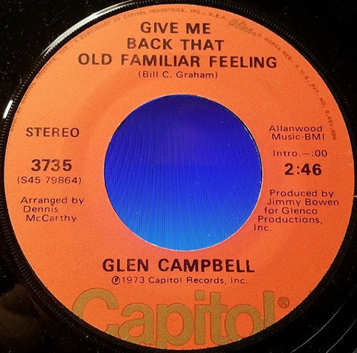Glen Campbell - Wherefore And Why / Give Me Back That Old Familiar Feeling - Capitol Records - 3735 - 7", Single 1017977508