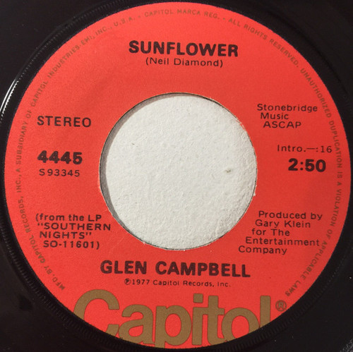 Glen Campbell - Sunflower (7", Single, Los)