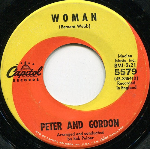 Peter & Gordon - Woman / Wrong From The Start - Capitol Records - 5579 - 7" 1027765417