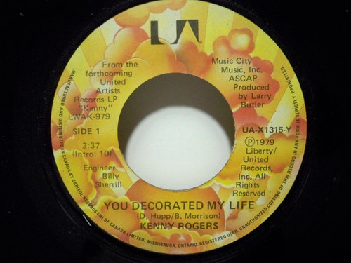 Kenny Rogers - You Decorated My Life - United Artists Records - UA-X1315-Y - 7", Single 1028181250