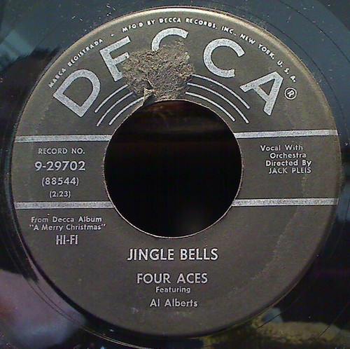 Four Aces* Featuring Al Alberts - Jingle Bells / The Christmas Song (Merry Christmas To You) (7", Single, Glo)