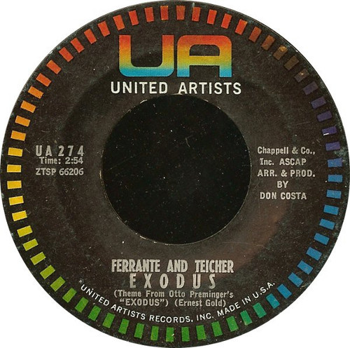 Ferrante & Teicher - Exodus / Twilight - United Artists Records - UA 274 - 7", Styrene 1028538914