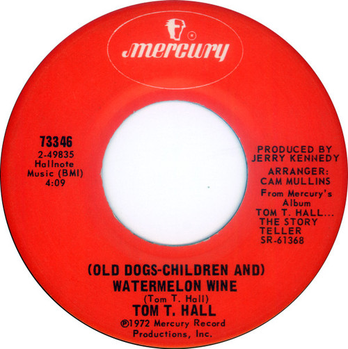 Tom T. Hall - (Old Dogs-Children And) Watermelon Wine (7", Single, San)